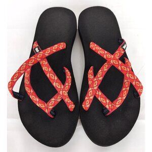 Teva Women's Orange Strappy Olowahu Tiger Lily Sandal Flip Flops US Size 7